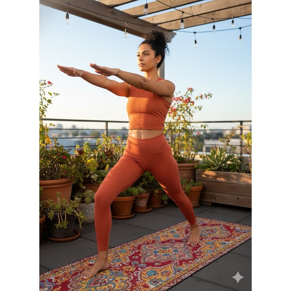 prAna Heavana Ribbed Crop‎ Tank Women XS Built-In Bra Yoga Athletic Top